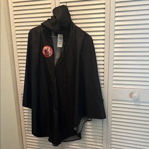 #0940+ Black Unisex Hooded Rain Poncho with WHT -Art Horse Logo